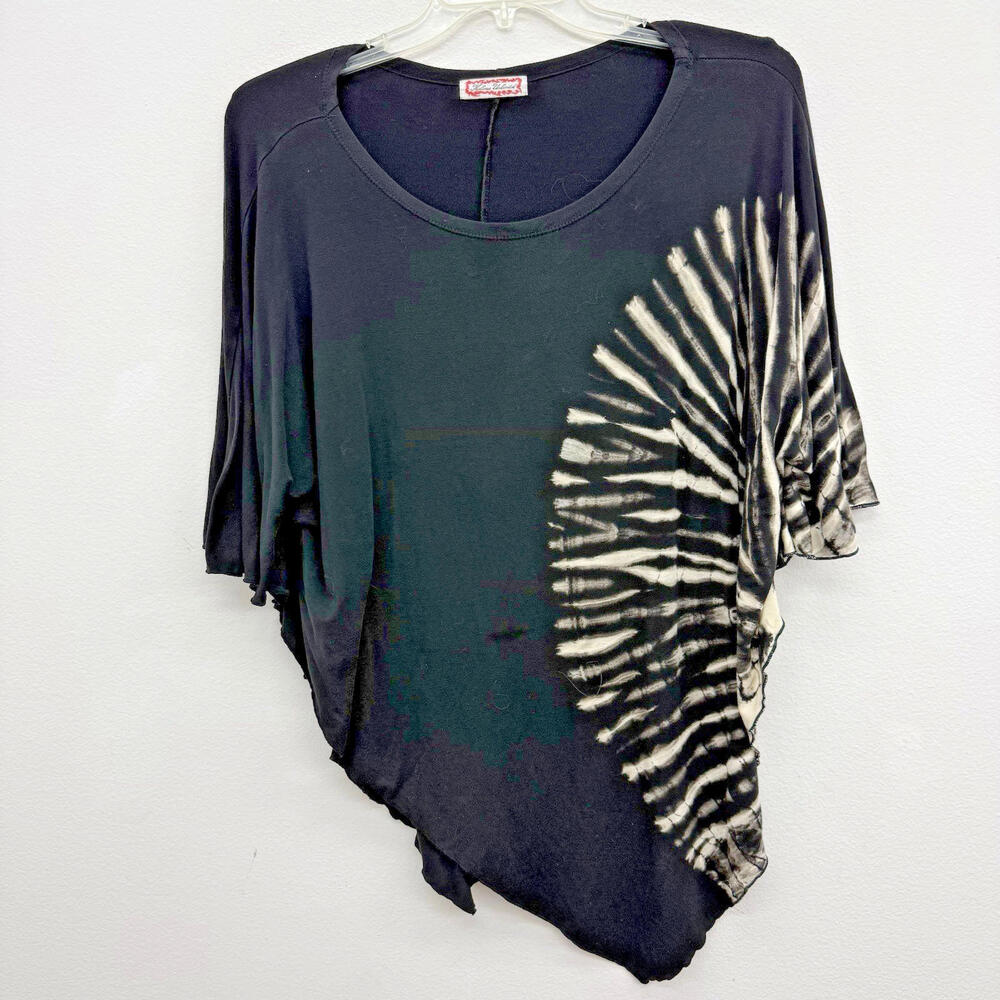 Kokomo Unlimited Tie-Dye Black Poncho Top One Size